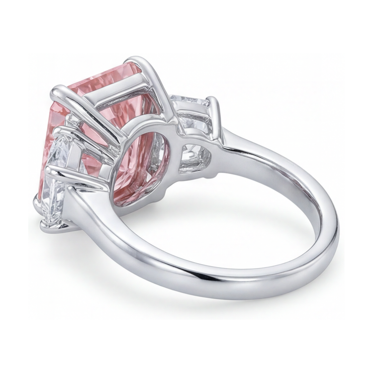Bague en diamant rose de laboratoire 5,2 carats taille radiant