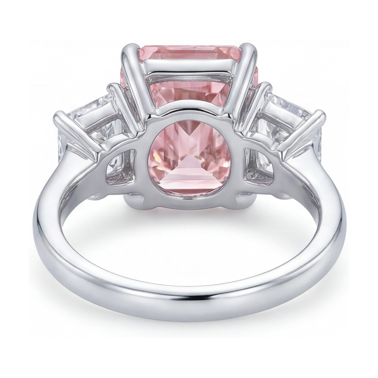 Bague en diamant rose de laboratoire 5,2 carats taille radiant