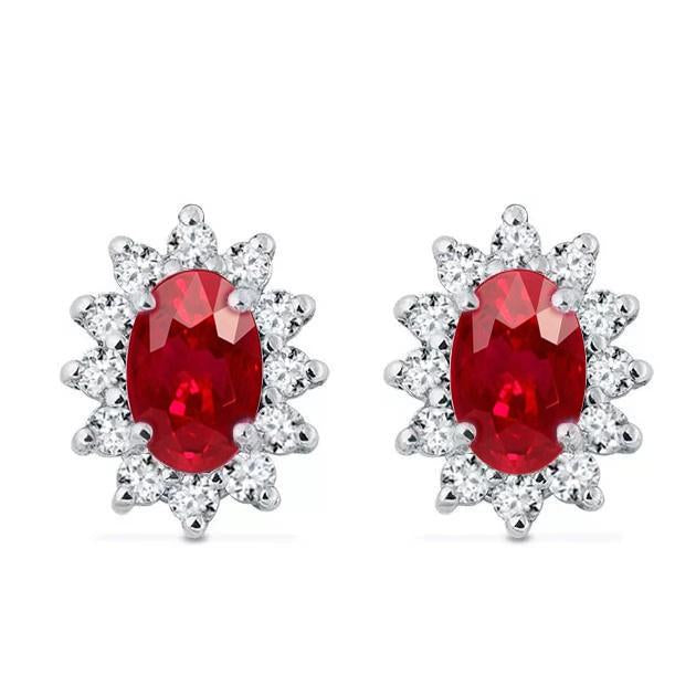 Rubis Gemstone Earring 7,50-carats Or 14K Blanc – vue principale