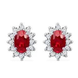 Pureté VVS Gemstone Earring – Rubis 7,50 carats Or 14K Blanc