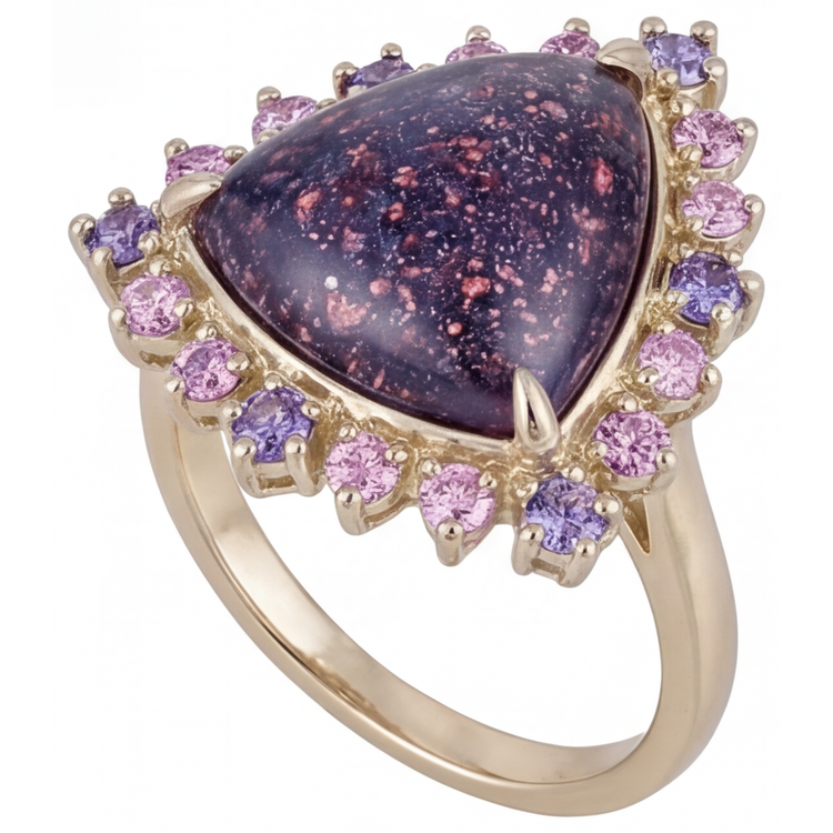 Lolite Sunstone Bague avec Gemme 7-carats Or 14K Jaune – vue de face