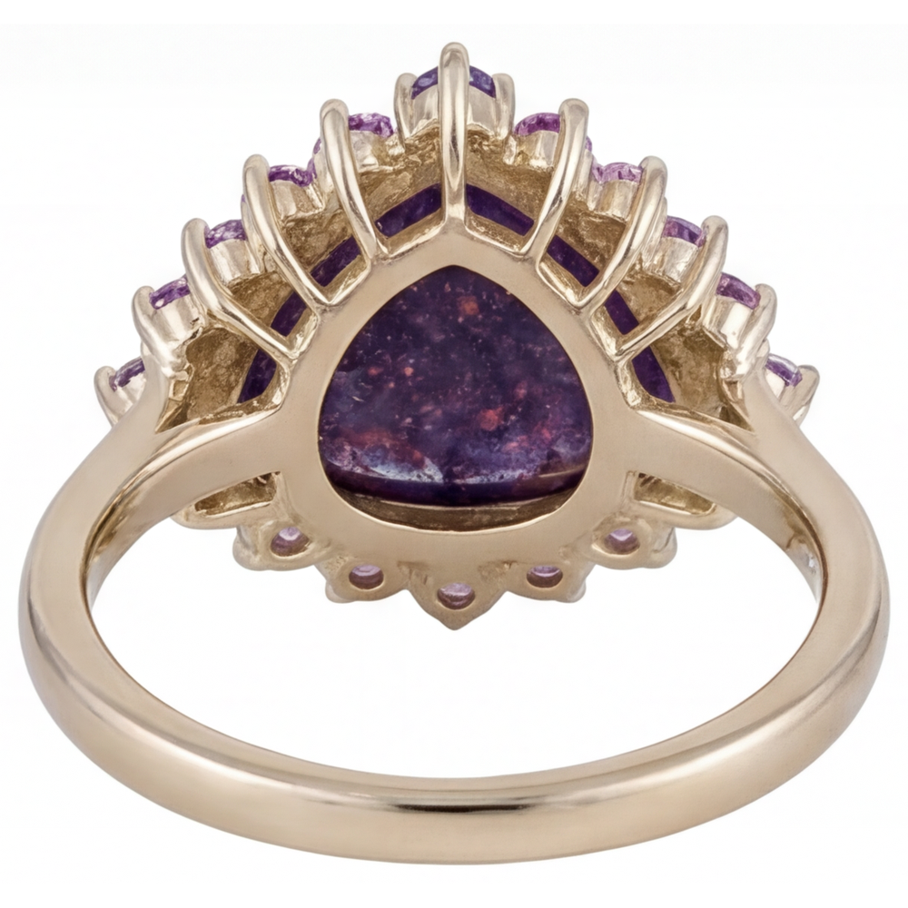 Lolite Sunstone Trilliant Bague avec Gemme en Or 14K Jaune – vue de côté