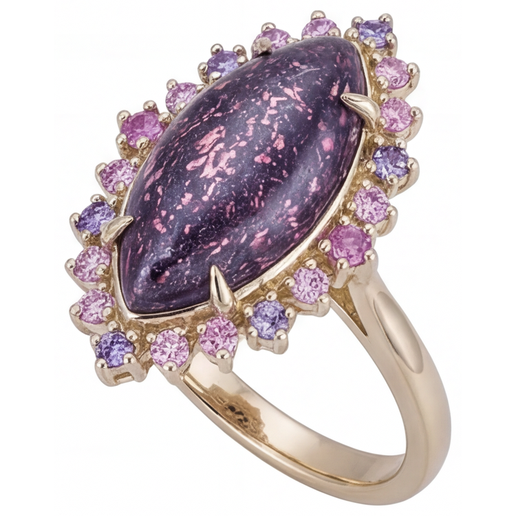 Lolite Sunstone Bague Pierre de Couleur 10,50-carats Or 14K Jaune – vue de face