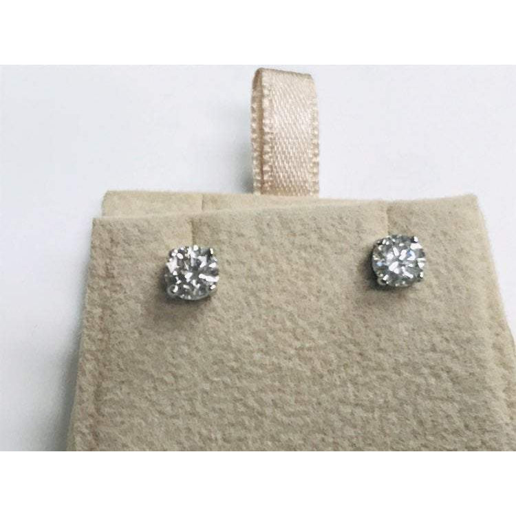 Pendants d'Oreilles Or Blanc 14 Carats avec Diamant Fin – vue de côté