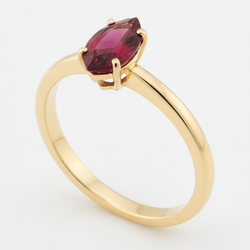 Bague Solitaire en Rubis Birman Véritable 1,5 Carat Taille Marquise en Or 18 Carats