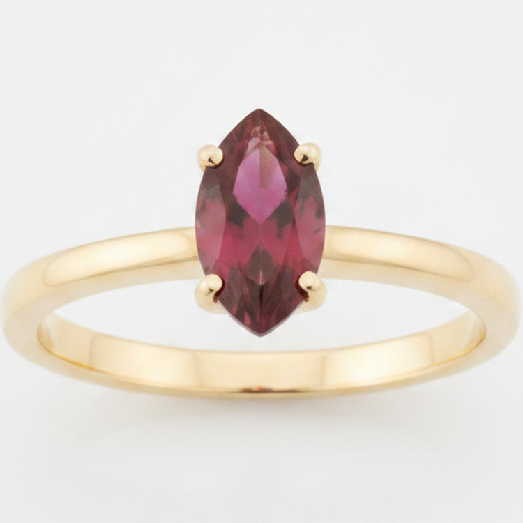 Bague Solitaire en Rubis Birman Véritable Taille Marquise 1,5 Carat en Or 18 Carats