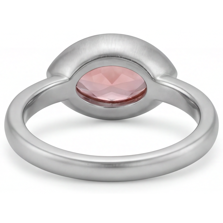 Bague Ancienne Or Blanc 14K Saphir Padparadscha 3,5 Carats de laboratoire Marquise Lunette Solitaire