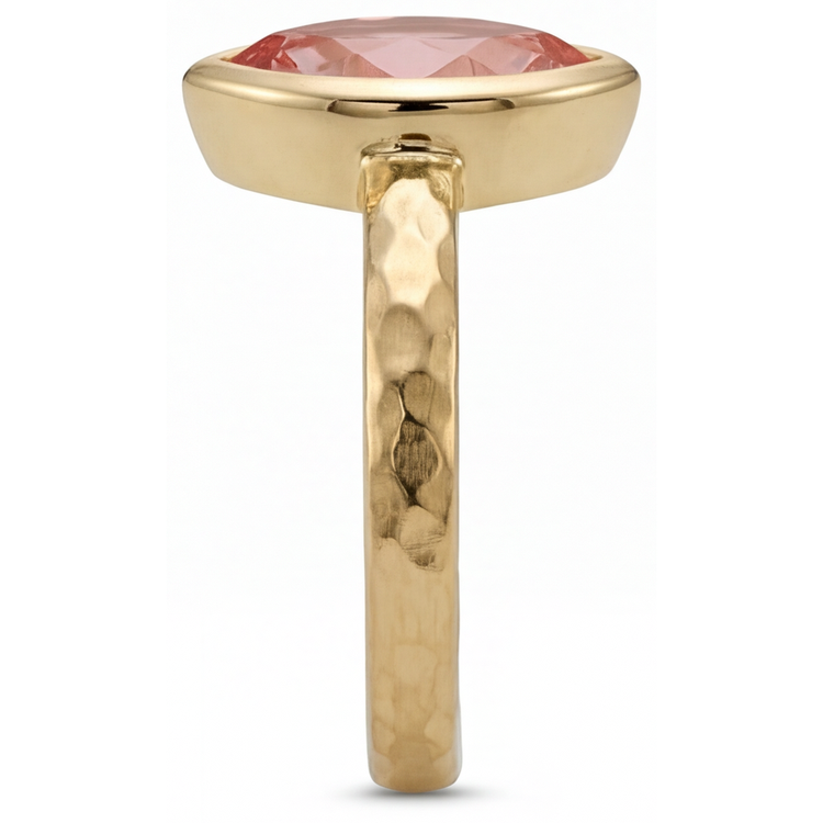 Bague de Fiançailles Solitaire Saphir Padparadscha Pêche Naturel Marquise 2 Carats Lunette en Or Jaune 14K