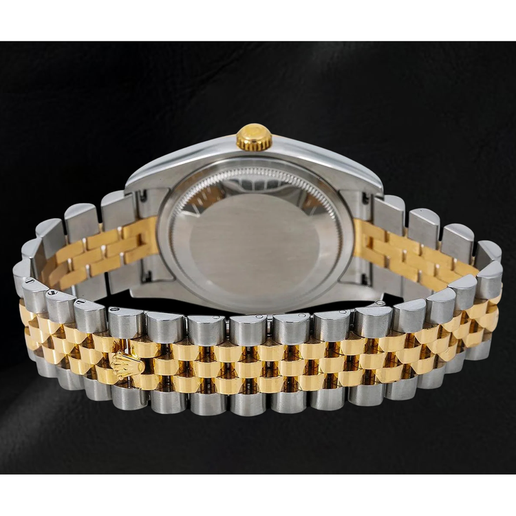 Montre Rolex 116233 Datejust 36 mm bicolore cadran floral marron à chiffres arabes