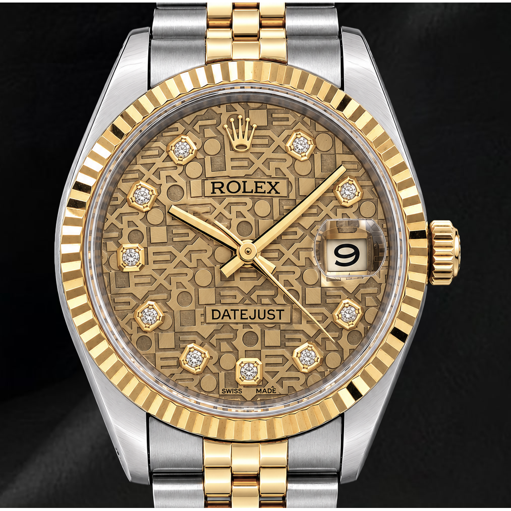 Montre Rolex 16013 Datejust 36 mm Bicolore Cadran Diamants Champagne Jubilé