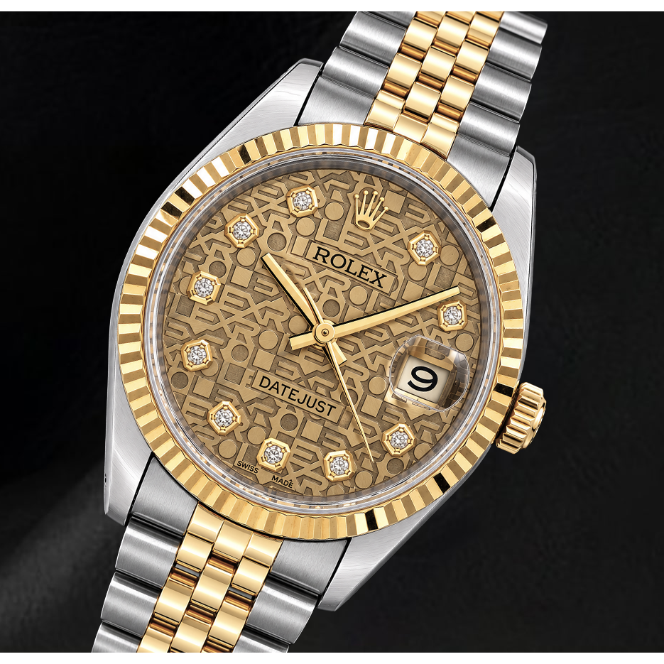 Montre Rolex 16013 Datejust 36 mm Bicolore Cadran Diamants Champagne Jubilé
