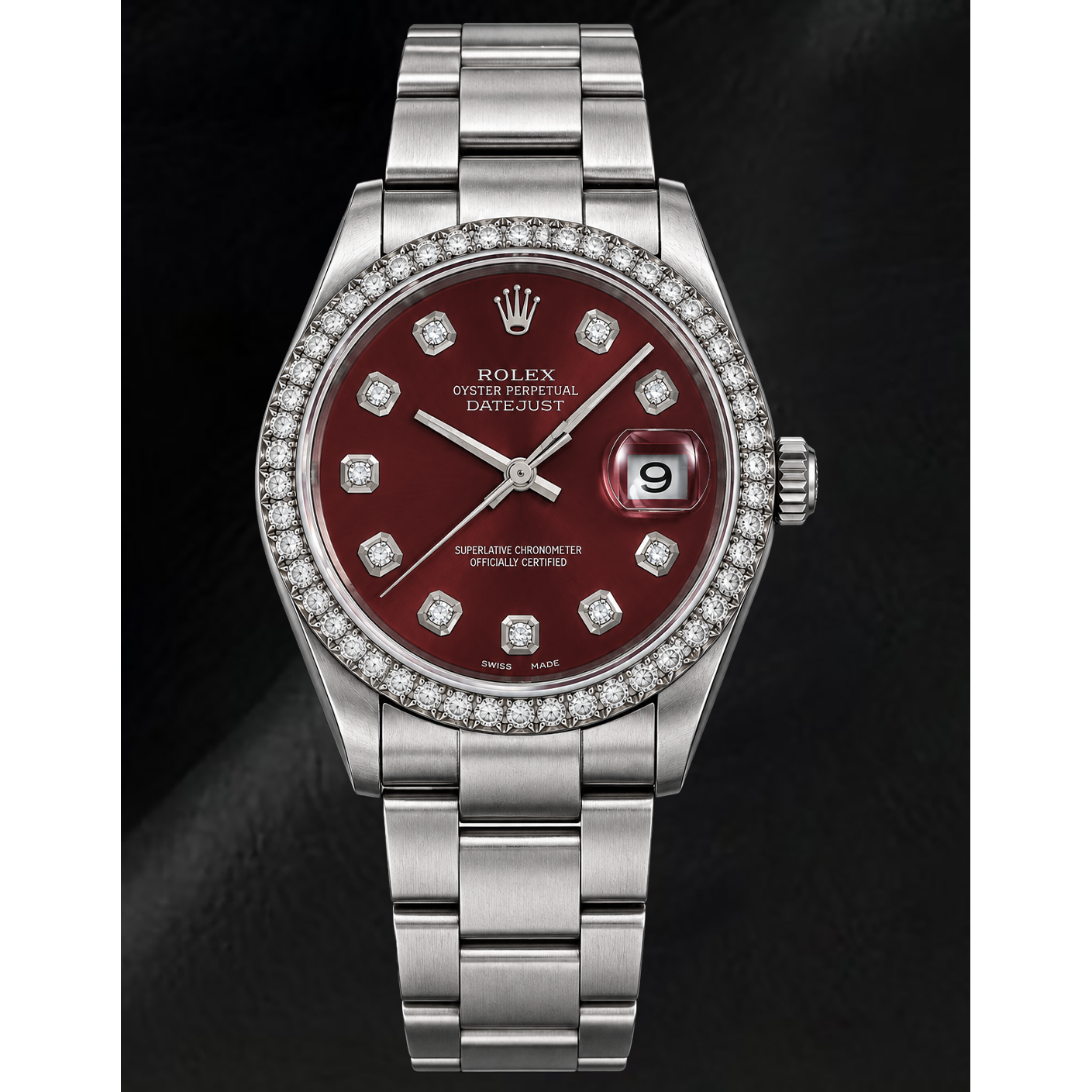 Montre Rolex 16200 Datejust 36 mm en Acier Inoxydable Cadran Diamants Rouge