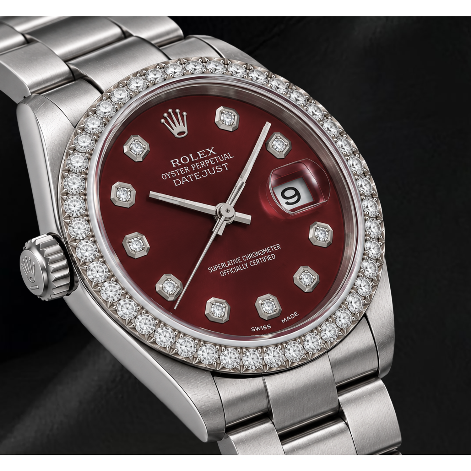 Montre Rolex 16200 Datejust 36 mm en Acier Inoxydable Cadran Diamants Rouge