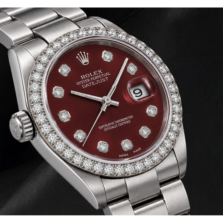 Montre Rolex 16200 Datejust 36 mm en Acier Inoxydable Cadran Diamants Rouge
