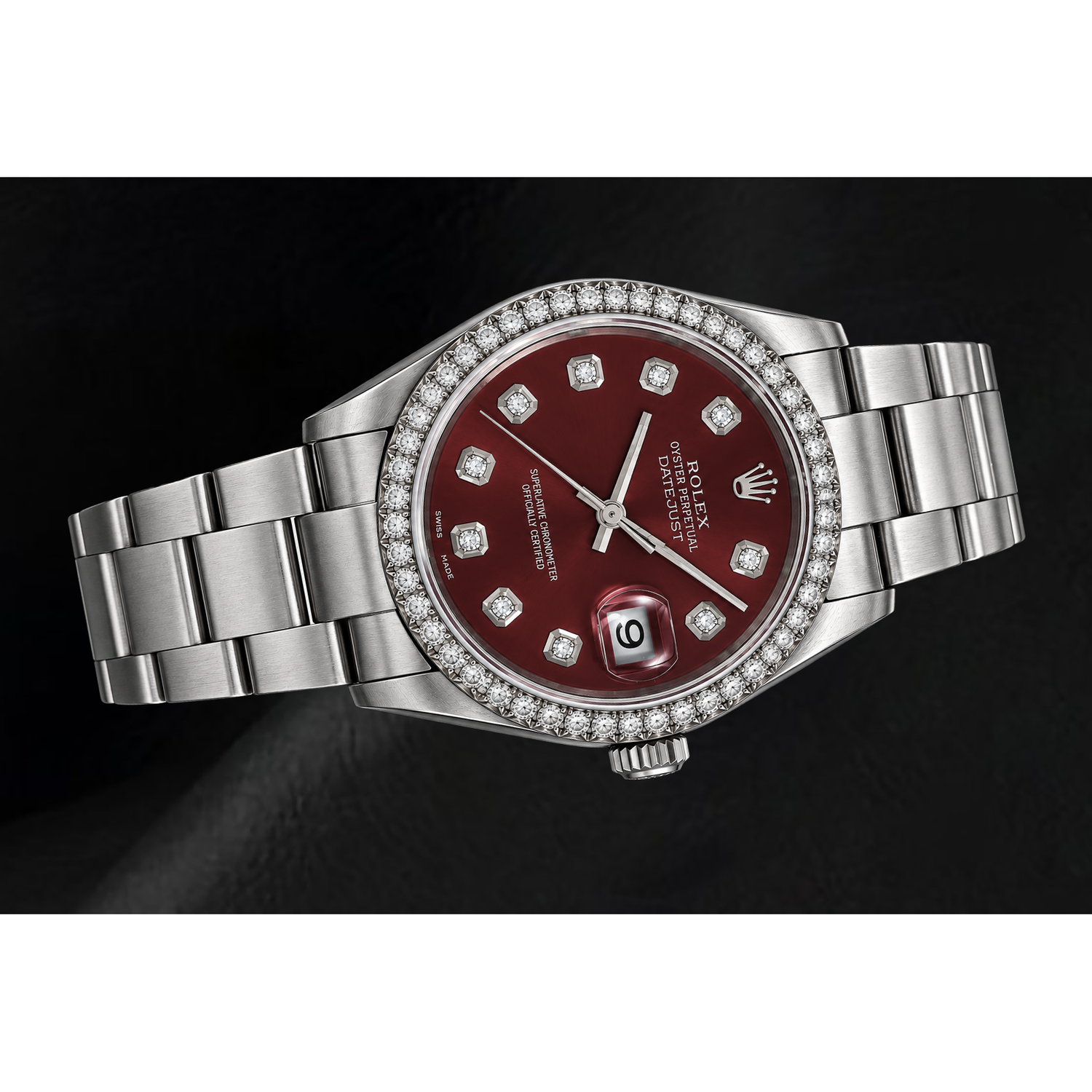 Montre Rolex 16200 Datejust 36 mm en Acier Inoxydable Cadran Diamants Rouge