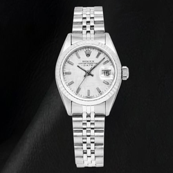 Montre Rolex Date 6916 26 mm Cadran Lin Argenté Bracelet Jubilé en Acier Inoxydable