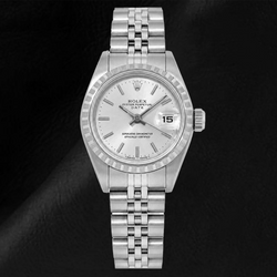 Montre Rolex Date 6924 26 mm Cadran Argenté à Index Bâtons Bracelet Jubilé en Acier Inoxydable