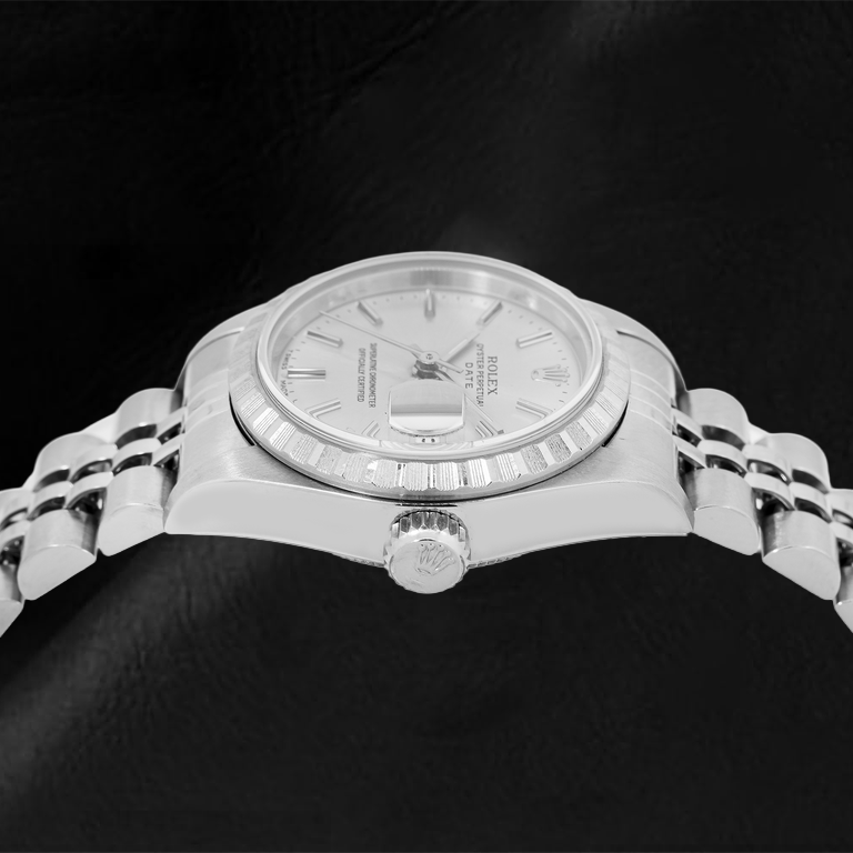 Montre Rolex Date 6924 26 mm Cadran Argenté à Index Bâtons Bracelet Jubilé en Acier Inoxydable
