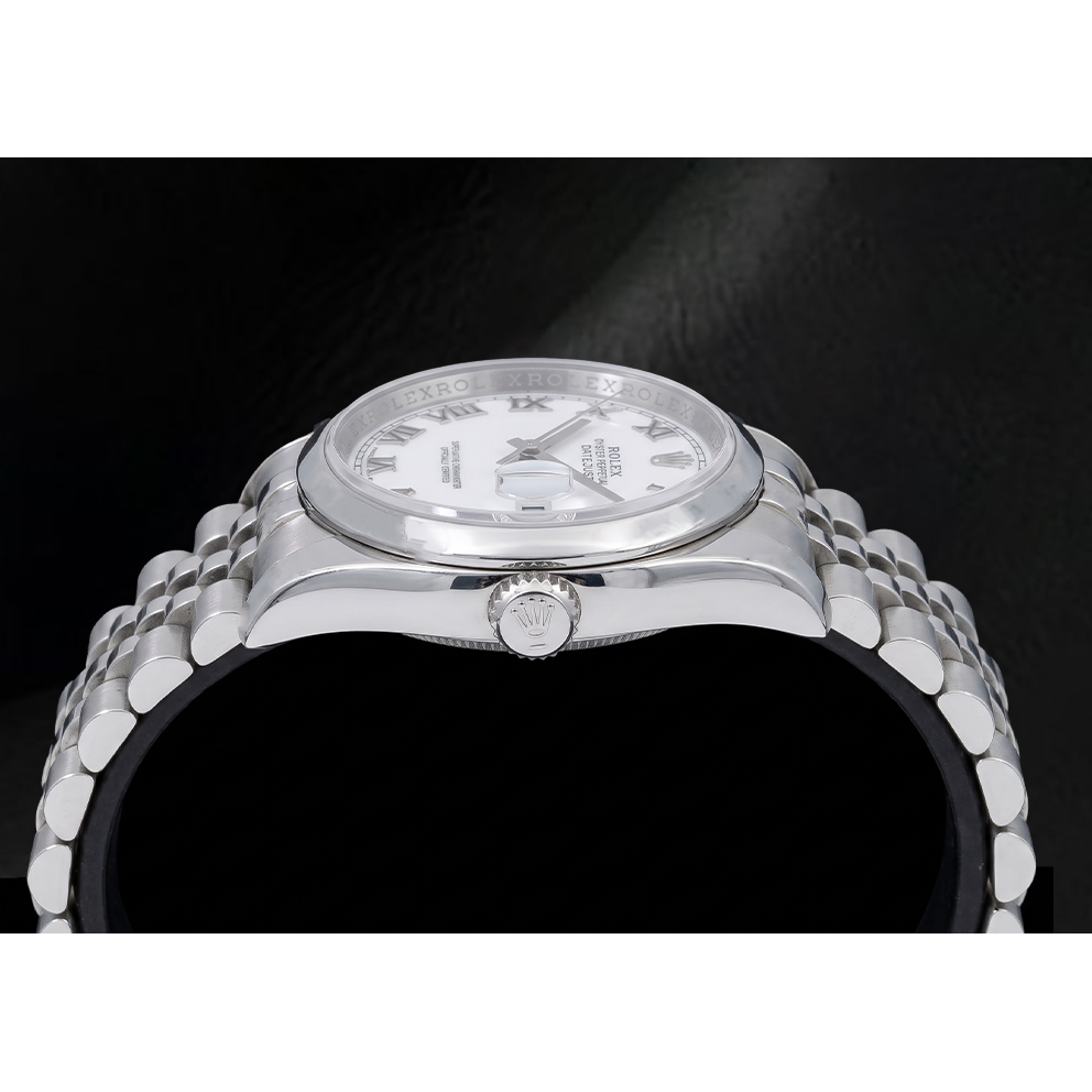 Montre Rolex Datejust 116200 36 mm en Acier Inoxydable Cadran Blanc à Chiffres Romains