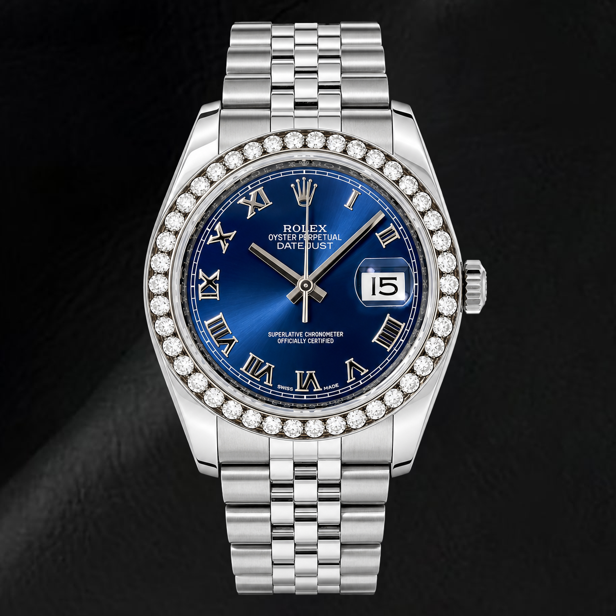 Montre Rolex Datejust 116200 36 mm en Acier Inoxydable Cadran Bleu Chiffres Romains