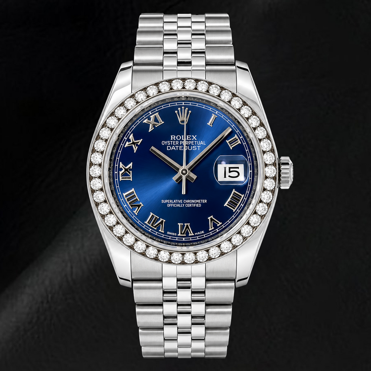Montre Rolex Datejust 116200 36 mm en Acier Inoxydable Cadran Bleu Chiffres Romains