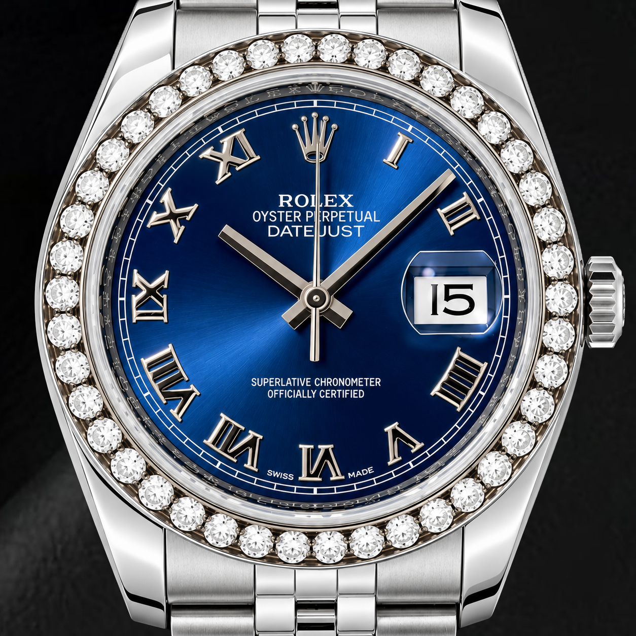 Montre Rolex Datejust 116200 36 mm en Acier Inoxydable Cadran Bleu Chiffres Romains