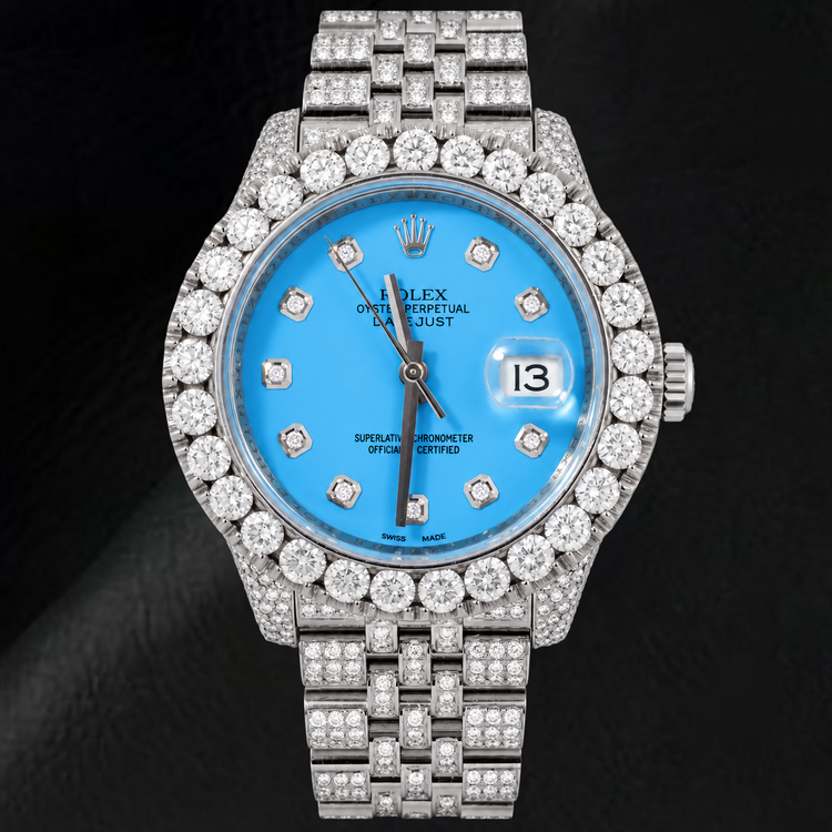 Montre Rolex Datejust 116200 36 mm en Acier Inoxydable Cadran Diamants Bleu Glacier