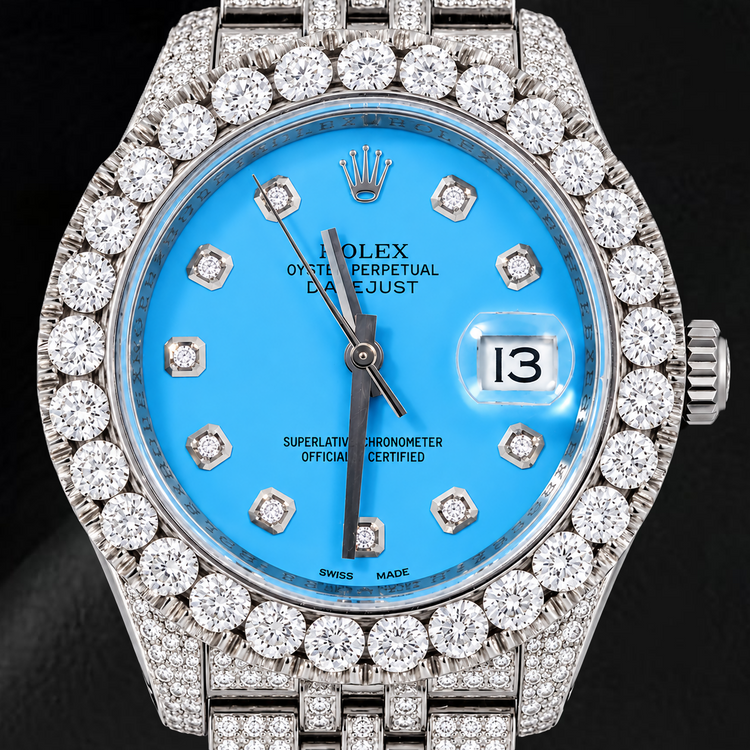 Montre Rolex Datejust 116200 36 mm en Acier Inoxydable Cadran Diamants Bleu Glacier