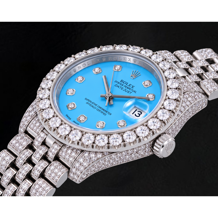 Montre Rolex Datejust 116200 36 mm en Acier Inoxydable Cadran Diamants Bleu Glacier
