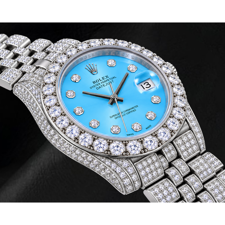 Montre Rolex Datejust 116200 36 mm en Acier Inoxydable Cadran Diamants Bleu Glacier