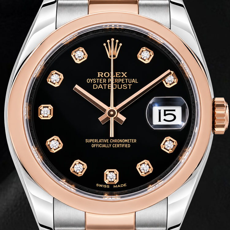 Montre Rolex Datejust 116201 36 mm Bicolore Cadran Diamants Noir