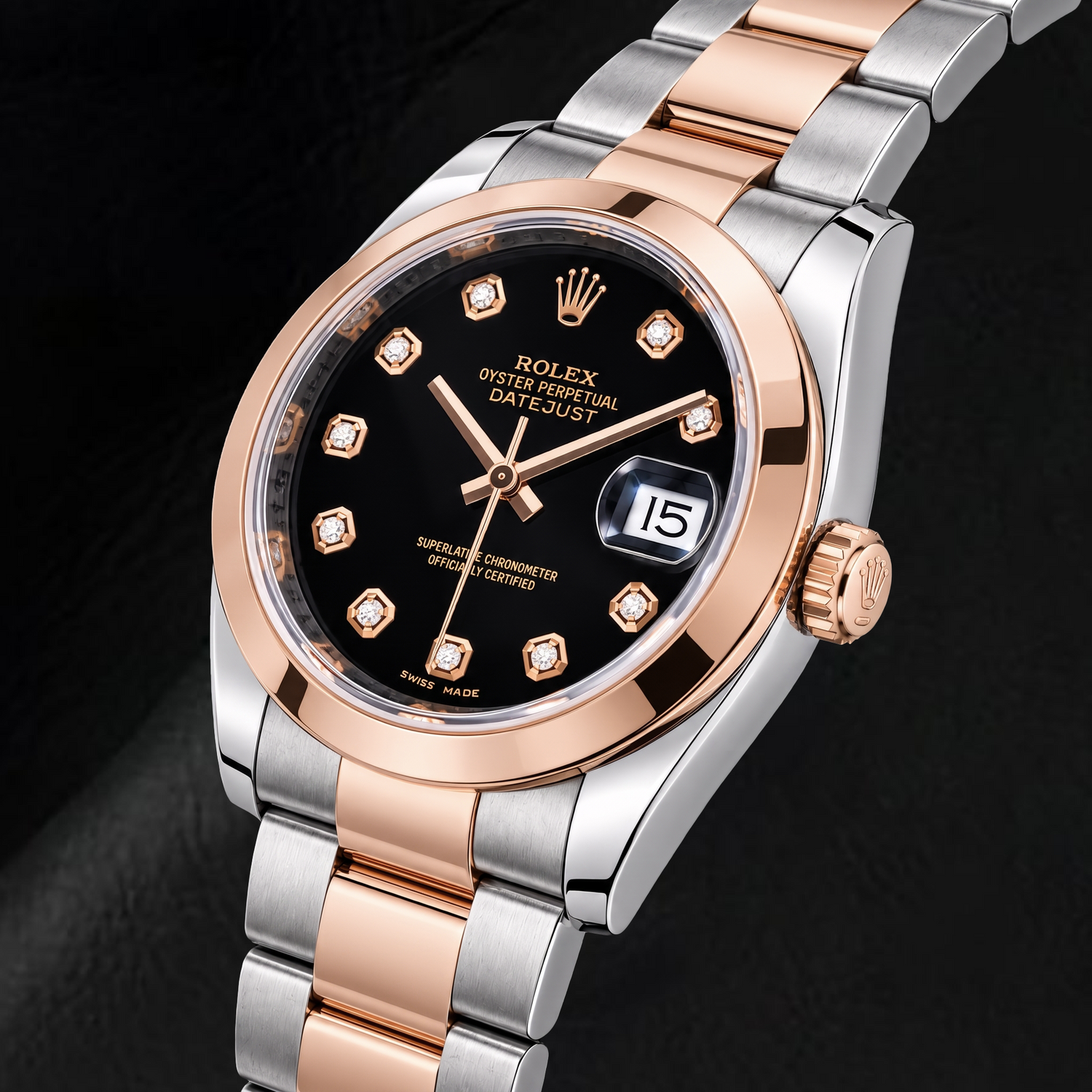 Montre Rolex Datejust 116201 36 mm Bicolore Cadran Diamants Noir