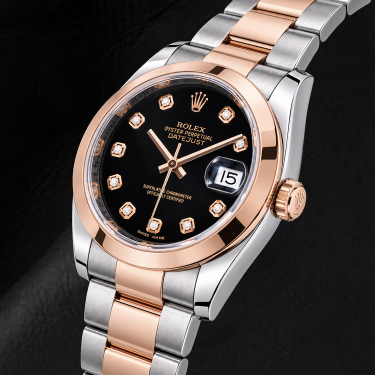 Montre Rolex Datejust 116201 36 mm Bicolore Cadran Diamants Noir
