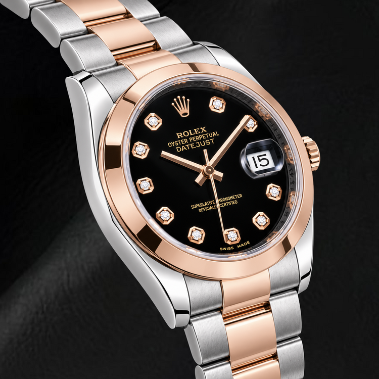 Montre Rolex Datejust 116201 36 mm Bicolore Cadran Diamants Noir