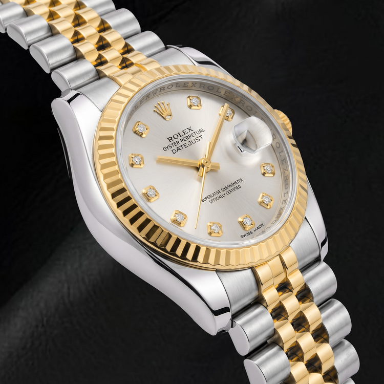 Montre Rolex Datejust 116233 36 mm Bicolore Cadran Diamants Argenté