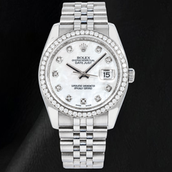 Montre Rolex Datejust 116234 36 mm en Acier Inoxydable Cadran Diamants en Nacre Blanche