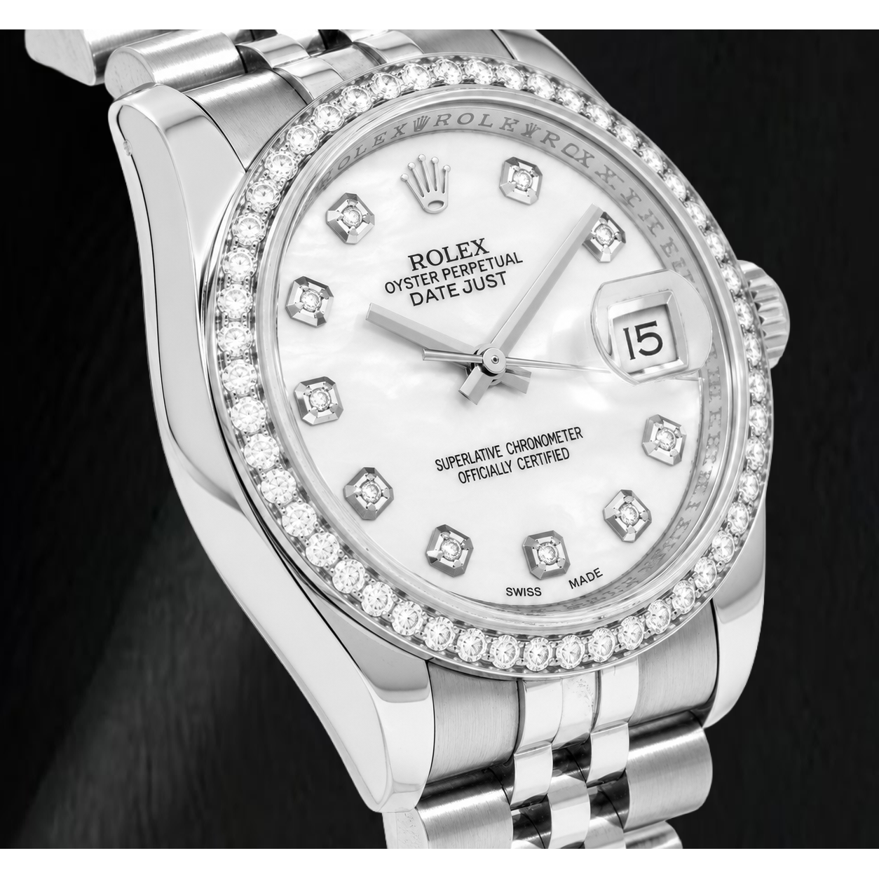 Montre Rolex Datejust 116234 36 mm en Acier Inoxydable Cadran Diamants en Nacre Blanche