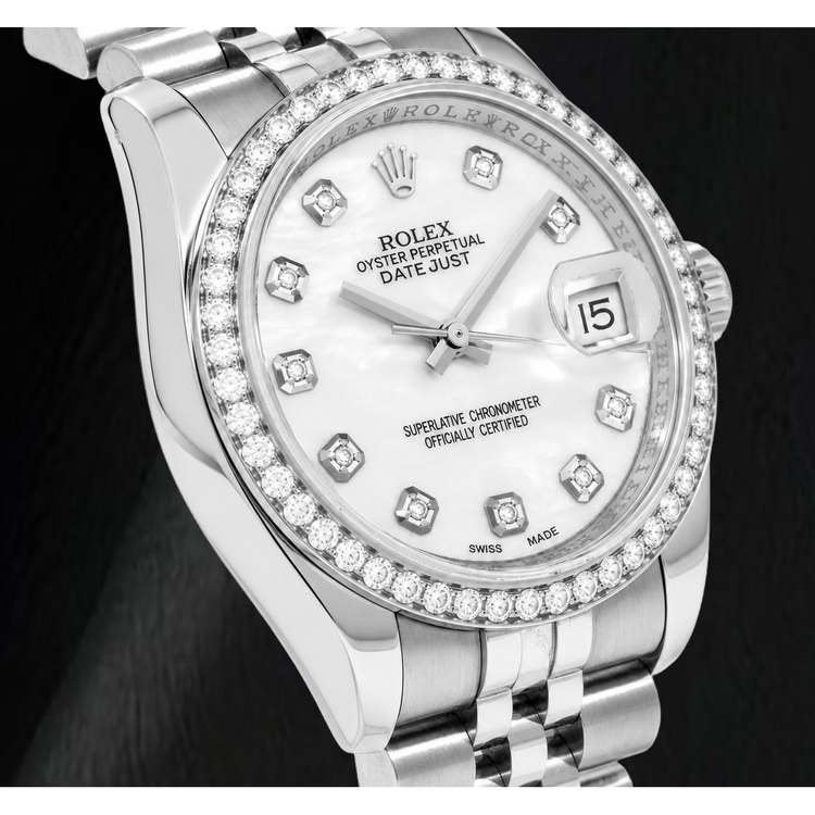 Montre Rolex Datejust 116234 36 mm en Acier Inoxydable Cadran Diamants en Nacre Blanche