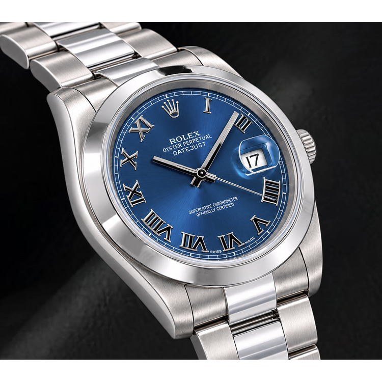 Montre Rolex Datejust 116300 41 mm Cadran Bleu à Chiffres Romains en Acier Inoxydable
