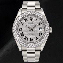 Montre Rolex Datejust 116300 41 mm en Acier Inoxydable avec Cadran Pavé de Diamants et Chiffres Romains