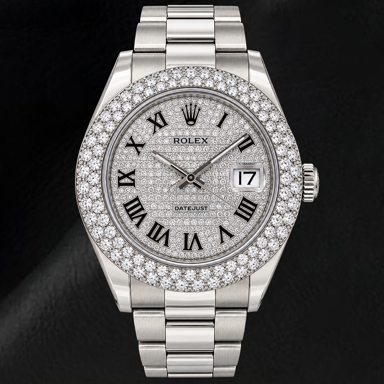 Montre Rolex Datejust 116300 41 mm en Acier Inoxydable avec Cadran Pavé de Diamants et Chiffres Romains