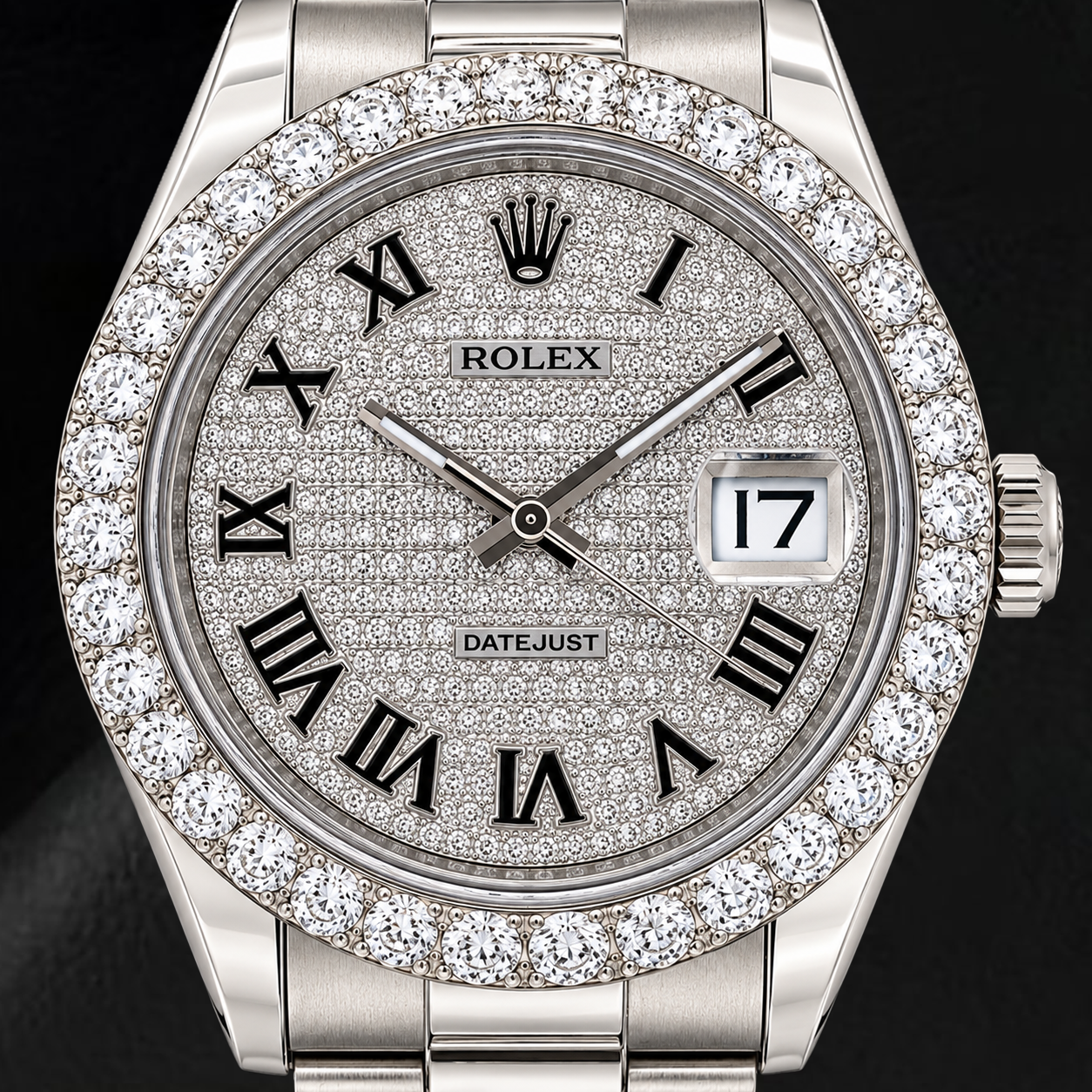 Montre Rolex Datejust 116300 41 mm en Acier Inoxydable avec Cadran Pavé de Diamants et Chiffres Romains