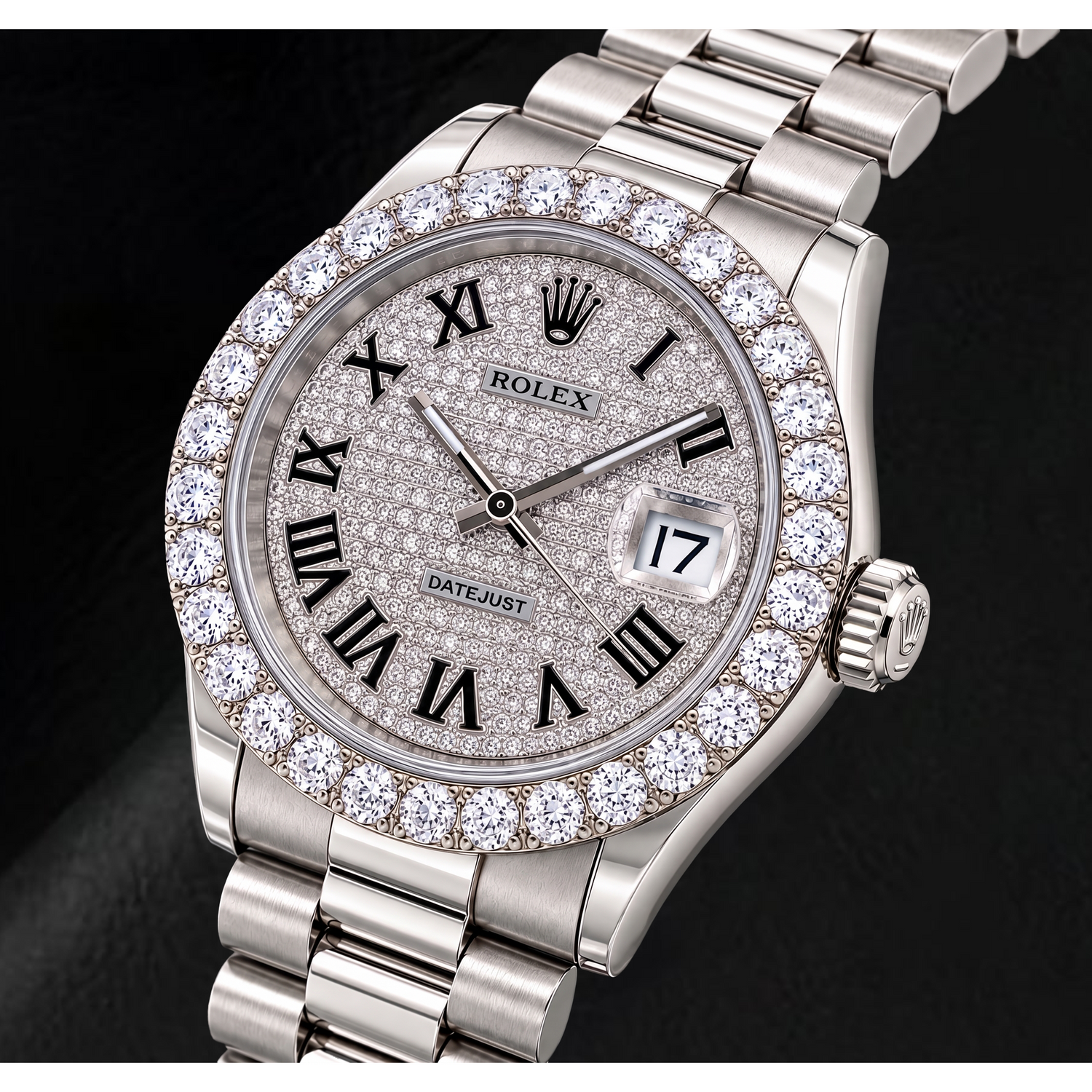 Montre Rolex Datejust 116300 41 mm en Acier Inoxydable avec Cadran Pavé de Diamants et Chiffres Romains