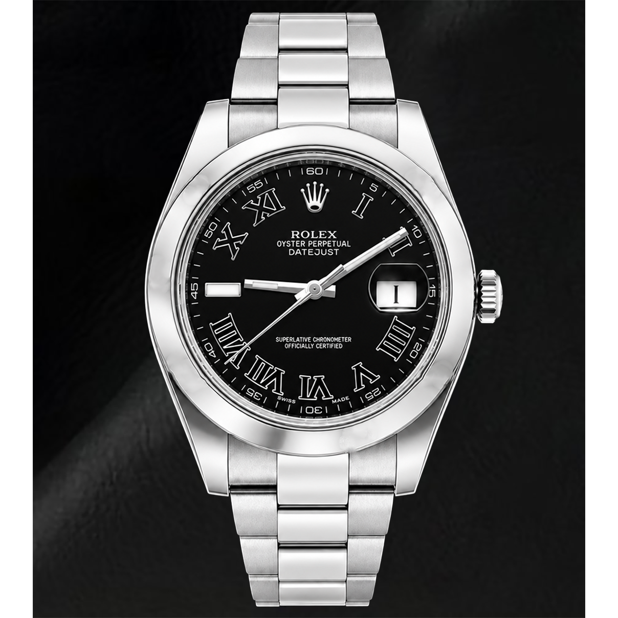 Montre Rolex Datejust 116300 41 mm en Acier Inoxydable Cadran Noir à Chiffres Romains