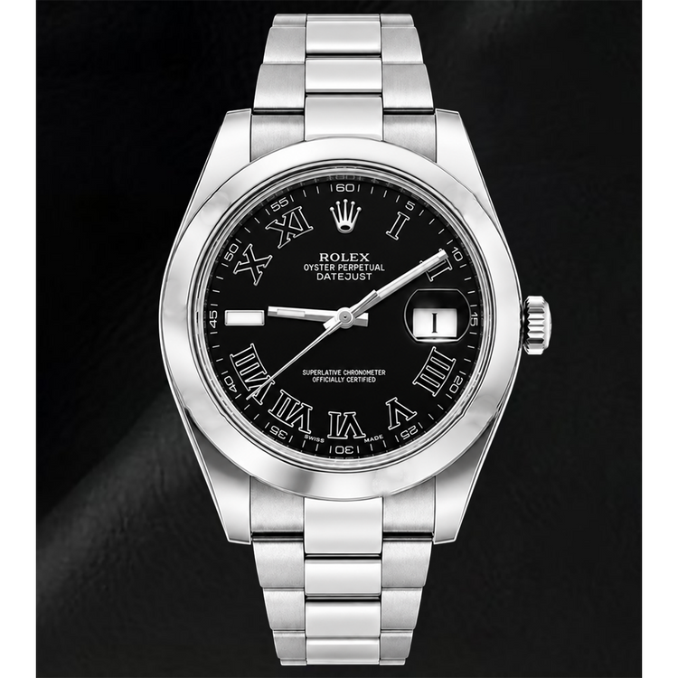 Montre Rolex Datejust 116300 41 mm en Acier Inoxydable Cadran Noir à Chiffres Romains