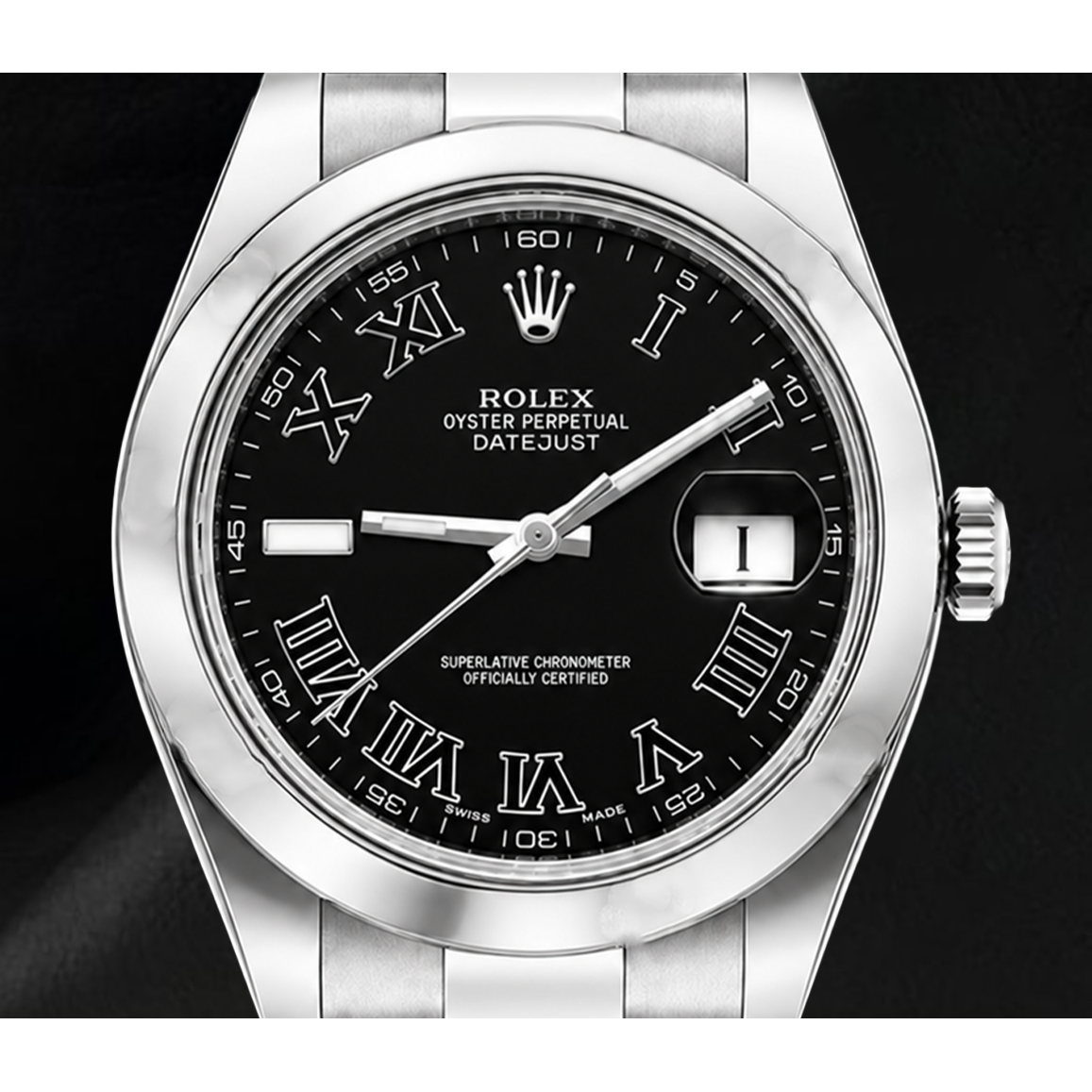 Montre Rolex Datejust 116300 41 mm en Acier Inoxydable Cadran Noir à Chiffres Romains