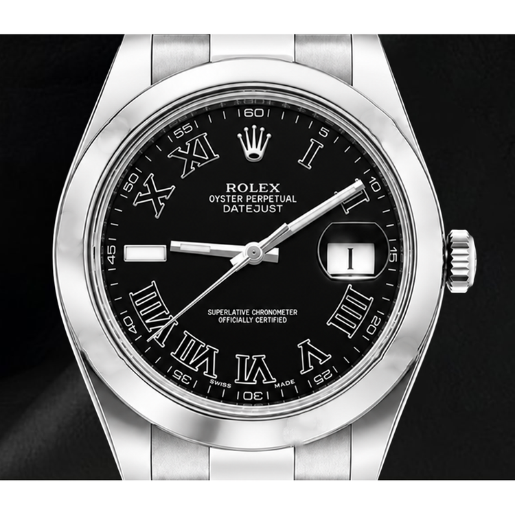 Montre Rolex Datejust 116300 41 mm en Acier Inoxydable Cadran Noir à Chiffres Romains