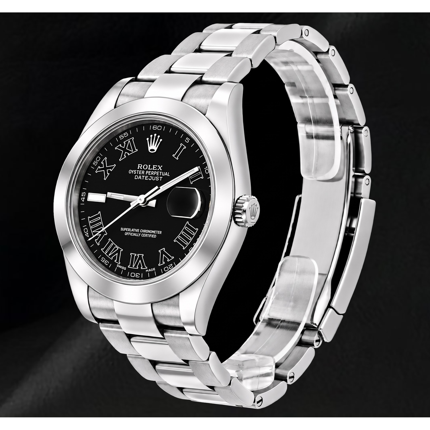 Montre Rolex Datejust 116300 41 mm en Acier Inoxydable Cadran Noir à Chiffres Romains