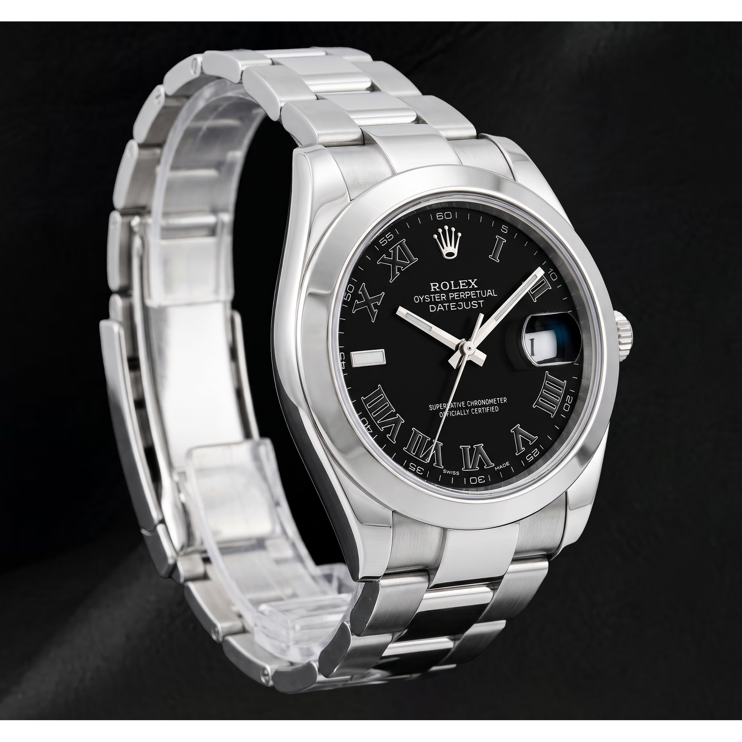 Montre Rolex Datejust 116300 41 mm en Acier Inoxydable Cadran Noir à Chiffres Romains