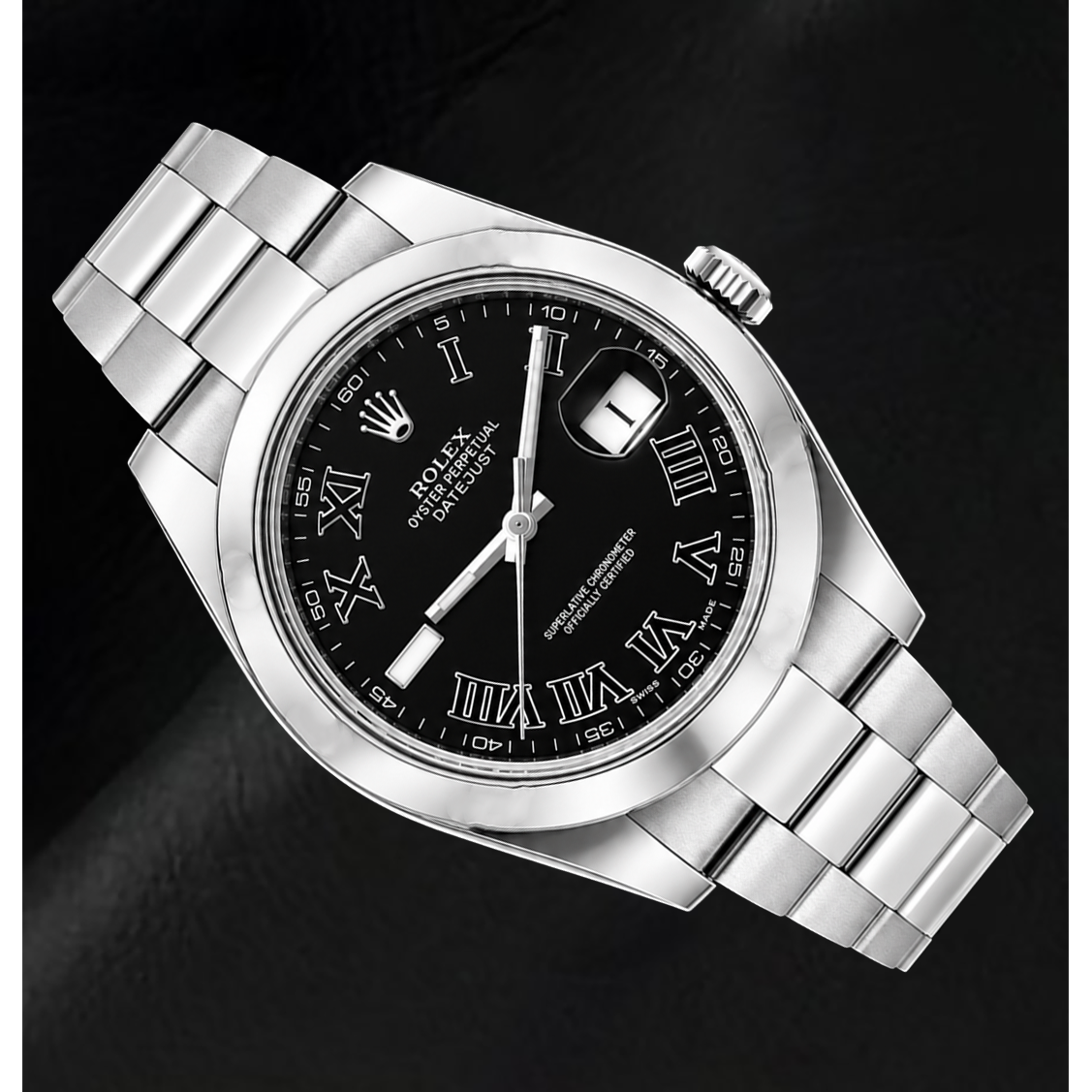 Montre Rolex Datejust 116300 41 mm en Acier Inoxydable Cadran Noir à Chiffres Romains